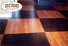 Checkerboard pattern on a hardwood floor - created with wood stain